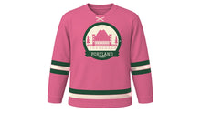 Load image into Gallery viewer, Portland Original Hockey Jersey in Rose Pink, front view – custom name and number