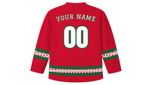 Load image into Gallery viewer, Portugal Day Original Hockey Jersey in Portuguese Red, back view with your name and number