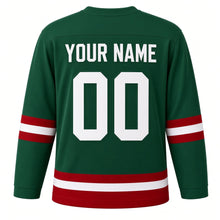 Load image into Gallery viewer, Las Posadas Original Hockey Jersey in Green, back view with your name and number
