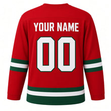Load image into Gallery viewer, Las Posadas Original Hockey Jersey in Red, back view with your name and number