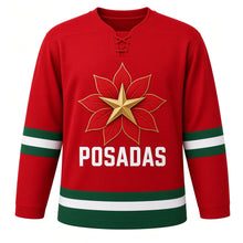 Load image into Gallery viewer, Las Posadas Original Hockey Jersey in Red, front view – custom name and number