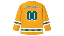 Load image into Gallery viewer, Poson Poya Original Hockey Jersey in Saffron, back view with your name and number