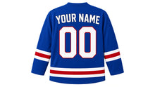 Load image into Gallery viewer, Prague Original Hockey Jersey in Blue, back view with your name and number