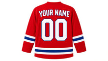Load image into Gallery viewer, Prague Original Hockey Jersey in Red, back view with your name and number