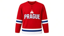 Load image into Gallery viewer, Prague Original Hockey Jersey in Red, front view – custom name and number