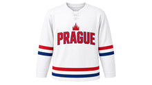 Load image into Gallery viewer, Prague Original Hockey Jersey in White, front view – custom name and number