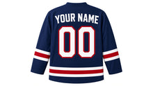 Load image into Gallery viewer, Presidents' Day Original Hockey Jersey in Navy, back view with your name and number