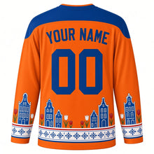 Load image into Gallery viewer, Prinsjesdag Original Hockey Jersey in Oranje, back view with custom YOUR NAME and 00
