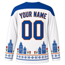 Load image into Gallery viewer, Prinsjesdag Original Hockey Jersey in White, back view with custom YOUR NAME and 00