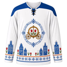 Load image into Gallery viewer, Prinsjesdag Original Hockey Jersey in White, front view with themed artwork and clean crest