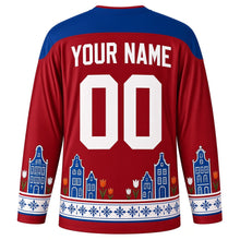 Load image into Gallery viewer, Prinsjesdag Original Hockey Jersey in Hague Red, back view with custom YOUR NAME and 00