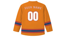 Load image into Gallery viewer, Pune Original Hockey Jersey in Saffron Orange, back view with your name and number
