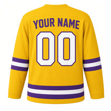 Load image into Gallery viewer, Purim Original Hockey Jersey in Yellow, back view with your name and number