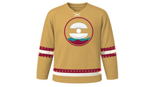 Load image into Gallery viewer, Qatar National Day Original Hockey Jersey in Pearl Gold, front view – custom name and number