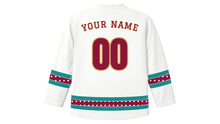 Load image into Gallery viewer, Qatar National Day Original Hockey Jersey in White, back view with your name and number