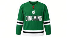 Load image into Gallery viewer, Qingming Original Hockey Jersey in Green, front view – custom name and number