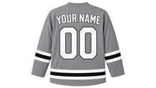 Load image into Gallery viewer, Qingming Original Hockey Jersey in Grey, back view with your name and number