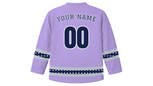 Load image into Gallery viewer, Qixi Festival Original Hockey Jersey in Lavender, back view with your name and number
