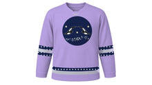 Load image into Gallery viewer, Qixi Festival Original Hockey Jersey in Lavender, front view – magpie bridge over the starry river crest – custom name and number