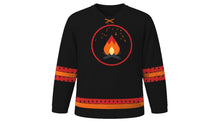 Load image into Gallery viewer, Quema del Diablo Original Hockey Jersey in Black, front view – custom name and number
