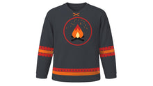 Load image into Gallery viewer, Quema del Diablo Original Hockey Jersey in Charcoal, front view – custom name and number
