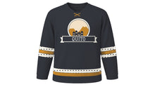 Load image into Gallery viewer, Quito Original Hockey Jersey in Volcano Charcoal, front view – custom name and number