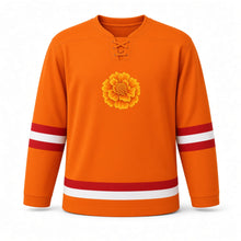 Load image into Gallery viewer, Raksha Bandhan Original Hockey Jersey in Orange, front view – custom name and number