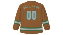 Load image into Gallery viewer, Raleigh Original Hockey Jersey in Acorn Brown, back view with your name and number