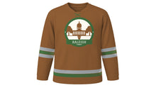 Load image into Gallery viewer, Raleigh Original Hockey Jersey in Acorn Brown, front view – custom name and number