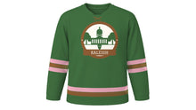 Load image into Gallery viewer, Raleigh Original Hockey Jersey in Oak Leaf Green, front view – custom name and number