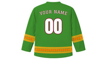 Load image into Gallery viewer, Rama Navami Original Hockey Jersey in Mango Green, back view with your name and number