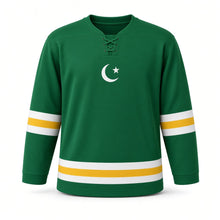 Load image into Gallery viewer, Ramadan Original Hockey Jersey in Green, front view – custom name and number