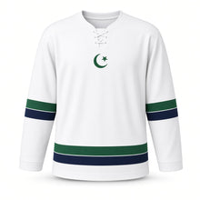 Load image into Gallery viewer, Ramadan Original Hockey Jersey in White, front view – custom name and number