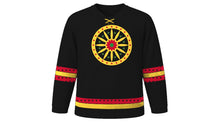 Load image into Gallery viewer, Rath Yatra Original Hockey Jersey in Black, front view – custom name and number