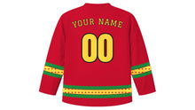 Load image into Gallery viewer, Rath Yatra Original Hockey Jersey in Red, back view with your name and number