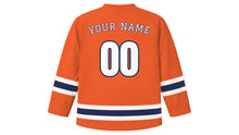 Load image into Gallery viewer, Recife Original Hockey Jersey in Frevo Orange, back view with your name and number