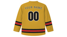 Load image into Gallery viewer, Reformation Day Original Hockey Jersey in Gold, back view with your name and number