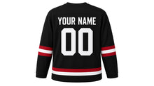 Load image into Gallery viewer, Remembrance Day Original Hockey Jersey in Black, back view with your name and number