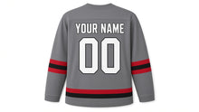 Load image into Gallery viewer, Remembrance Day Original Hockey Jersey in Gray, back view with your name and number