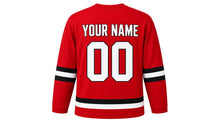 Load image into Gallery viewer, Remembrance Day Original Hockey Jersey in Red, back view with your name and number