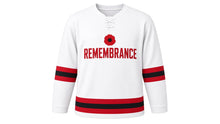 Load image into Gallery viewer, Remembrance Day Original Hockey Jersey in White, front view – custom name and number