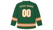 Load image into Gallery viewer, Respect for the Aged Day Original Hockey Jersey in Pine Green, back view with your name and number