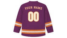Load image into Gallery viewer, Respect for the Aged Day Original Hockey Jersey in Plum Purple, back view with your name and number