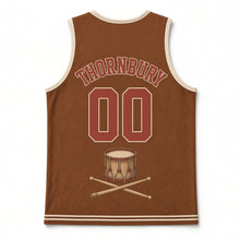 Load image into Gallery viewer, Revolutionary Fife and Drum Original Basketball Jersey in Musket Brown, back view with your name and number