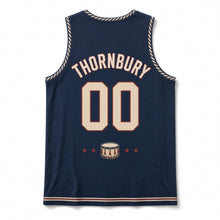 Load image into Gallery viewer, Revolutionary Fife and Drum Original Basketball Jersey in Faded Navy, back view with your name and number