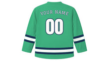 Load image into Gallery viewer, Reykjavik Original Hockey Jersey in Aurora Green, back view with your name and number