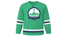 Load image into Gallery viewer, Reykjavik Original Hockey Jersey in Aurora Green, front view – custom name and number