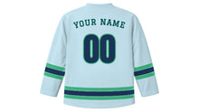 Load image into Gallery viewer, Reykjavik Original Hockey Jersey in Glacier Ice, back view with your name and number
