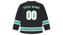 Load image into Gallery viewer, Reykjavik Original Hockey Jersey in Lava Black, back view with your name and number