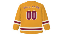 Load image into Gallery viewer, Riga Original Hockey Jersey in Amber, back view with your name and number